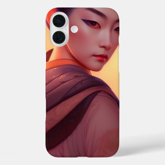 女日本の人アットサンセットファンタジーAIアート Case-Mate iPhoneケース (裏面)