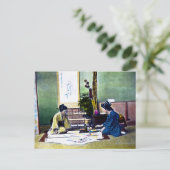 女日本の人絵画の着物伝統的 ポストカード (スタンド正面)