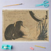 女日本の女と鏡浮世絵スタイルNo9 薄葉紙 (クラフト)