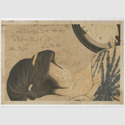 女日本の女と鏡浮世絵スタイルNo9 薄葉紙 (正面)