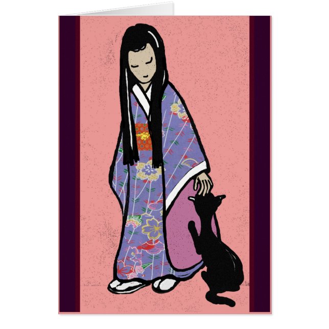 女日本の子と猫 (正面)