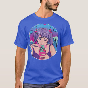 女日本の子麺アニメマンガグラフィックアート日本 Tシャツ