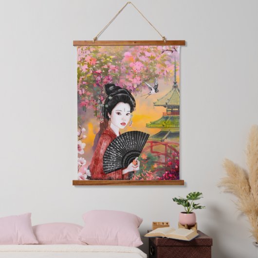女日本の性の場面 吊り下げ型タペストリー (寝室)