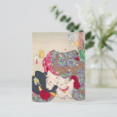 女日本の猫アート – 太祖芳年 –  ポストカード (スタンド正面)