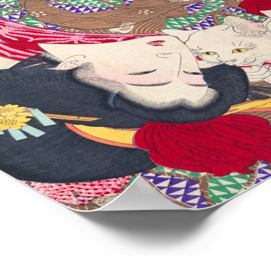 女日本の猫アート – 太祖芳年 – 10 ポスター (角)