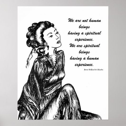 女日本の芸者スケッチペンとインク ポスター (正面)