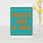 女書の子のティール（緑がかった色） カード (黄色い花)