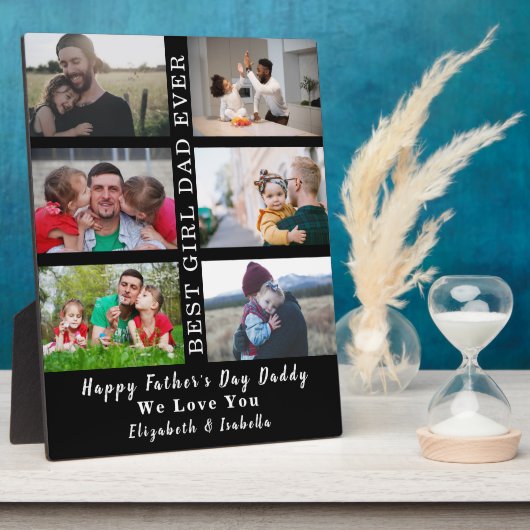 女最高のの子のパパEver Father's Day 6 photo collage フォトプラーク (側面)
