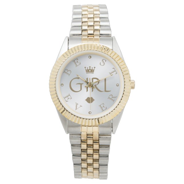 女最高のの子の銀のグラデーション 腕時計 (正面)