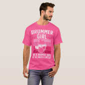 女最高の子用ドラム演奏バンドドラム Tシャツ (正面フル)