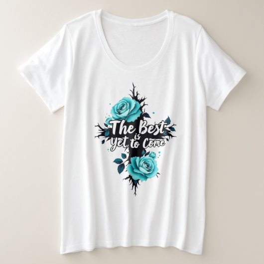 女最高の性プラスに来は未だ プラスサイズTシャツ (デザイン正面)