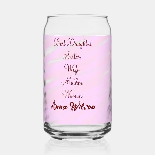 女最高の母の妻の娘を追加ネーム文字女性 ガラス缶 (正面)
