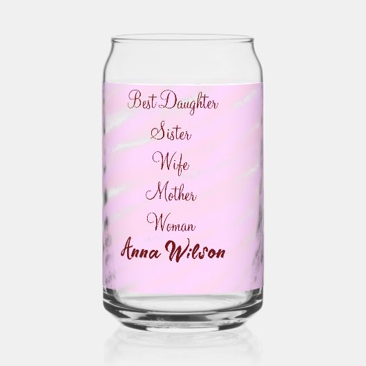 女最高の母の妻の娘を追加ネーム文字女性 ガラス缶 (裏面)