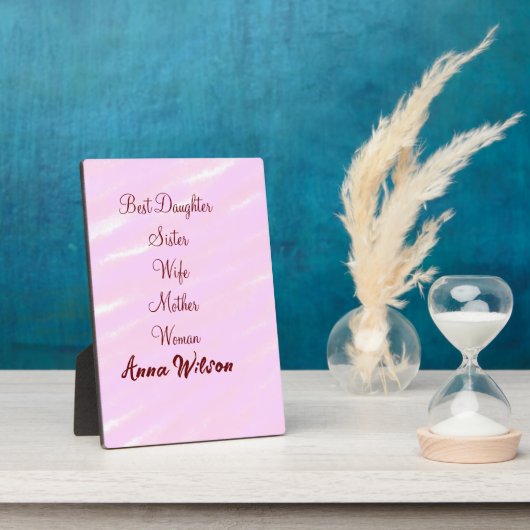 女最高の母の妻の娘を追加ネーム文字女性 フォトプラーク (側面)