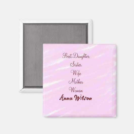 女最高の母の妻の娘を追加ネーム文字女性 マグネット (正面/裏面)