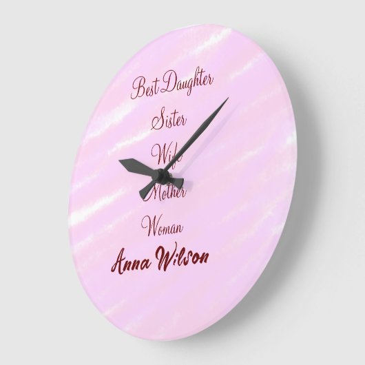 女最高の母の妻の娘を追加ネーム文字女性 ラージ壁時計 (傾斜)