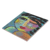 女楽しむ性の太陽の抽象芸術ポートレート タイル (側面)