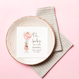 女水彩赤ちゃんシャワー飛んでいる風船 スタンダードカクテルナプキン