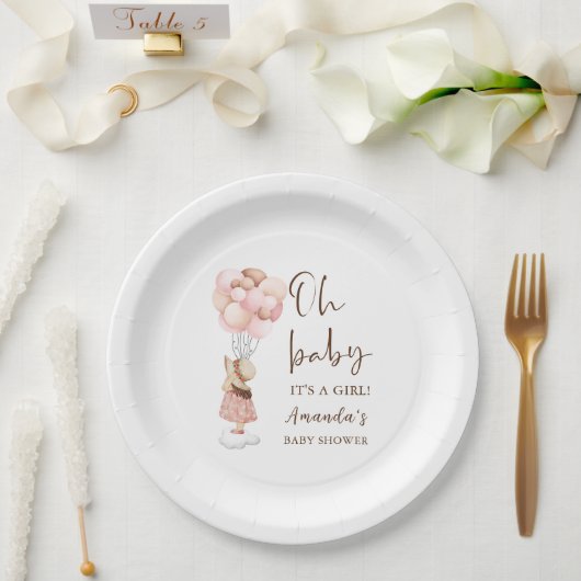 女水彩赤ちゃんシャワー飛んでいる風船 ペーパープレート (ウェディング)