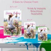 女流作家絵を描の花をフィールド誕生日 カード