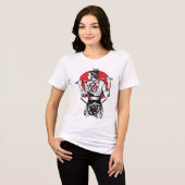 女流武士 戦士 – ドラゴン ローズ タトゥー 日本 トライブレンドTシャツ (正面全面)