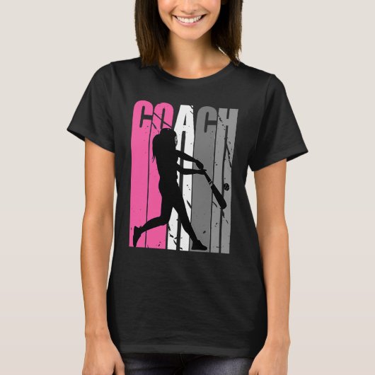 女流野球選手インストラクターソフトボール先生 Tシャツ (正面)