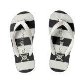 女海賊クロスボーンブラックとホワイトストライプズ キッズビーチサンダル (フットベッド)