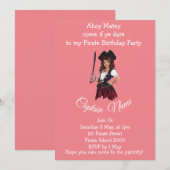 女海賊 ピンク テーマ 招待状 (正面/裏面)