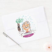 「女点々のあるの子」スタンプ ラウンドシール (封筒)