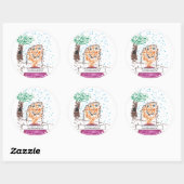 「女点々のあるの子」スタンプ ラウンドシール (シート)