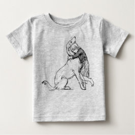 女犬のラインの女性児童 ベビーTシャツ