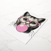 女猫好きにかわいいおもしろい猫 箔招待状 (回転した状態)