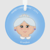 女王おばあちゃん,ママ,叔母,ライトブルーの先生 オーナメント (裏面)
