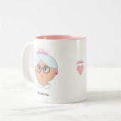 女王おばあちゃん、ママ、叔母、先生、ハート ツートーンマグカップ (正面左)