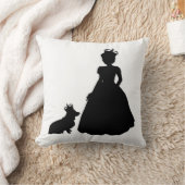 女王およびコーギーのシルエットの枕エリザベスII クッション (ブランケット)