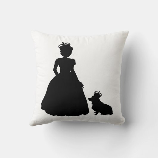 女王およびコーギーのシルエットの枕エリザベスII クッション (裏面)