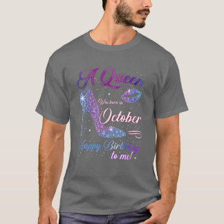女王が十月の生まれハッピーバースデーに来た Tシャツ