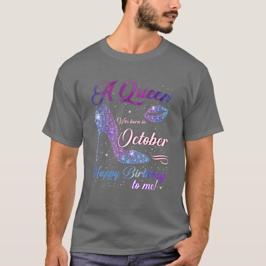 女王が十月の生まれハッピーバースデーに来た Tシャツ (正面)