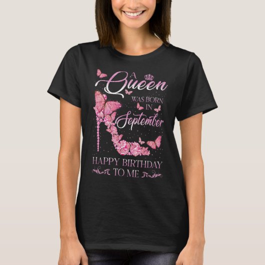 女王が生まれ九月のハッピーバースデーに入った Tシャツ (正面)