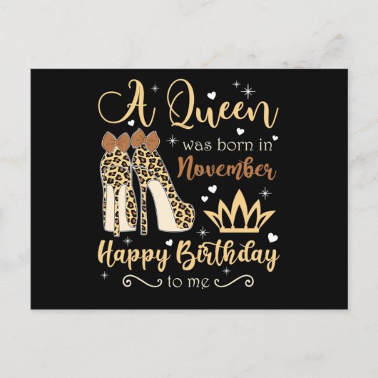女王が11月に生まれた ハッピーバースデー インビテーションポストカード (正面)