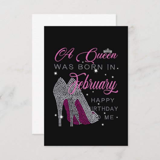 女王が2月に生まれ私のハッピーバースデーに来た セーブザデート (正面/裏面)