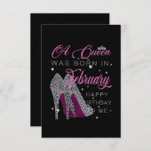 女王が2月に生まれ私のハッピーバースデーに来た 出欠カード (正面/裏面)