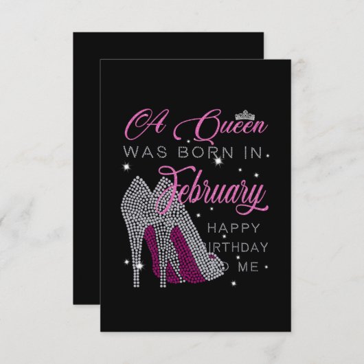 女王が2月に生まれ私のハッピーバースデーに来た 出欠カード (正面/裏面)