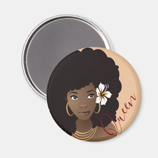 女王さまは髪に花を咲かせた黒人女性 マグネット (正面/裏面)