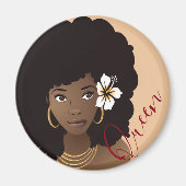 女王さまは髪に花を咲かせた黒人女性 マグネット (正面)