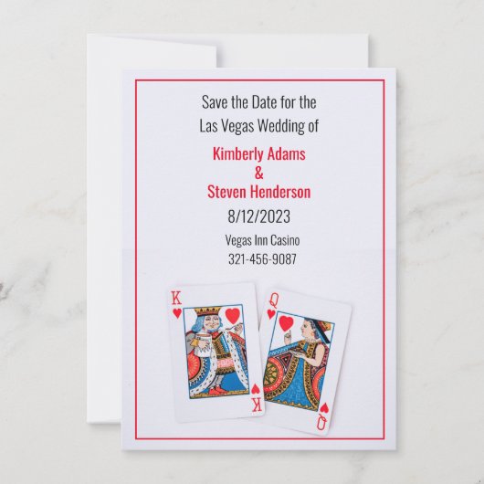 女王と王ハート結婚式の日付を保存 招待状 (正面)