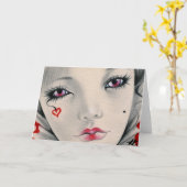 女王のこっけい者のハートの顔カード カード (黄色い花)