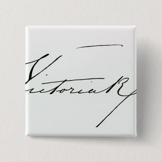 女王のビクトリア署名(紙でペンとインク 缶バッジ (正面)