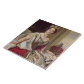 女王のビクトリア(1819-1901年) 1859年ポートレート(油o タイル (側面)