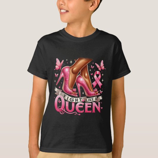 女王の女性は乳癌に気付くように戦う Tシャツ (正面)
